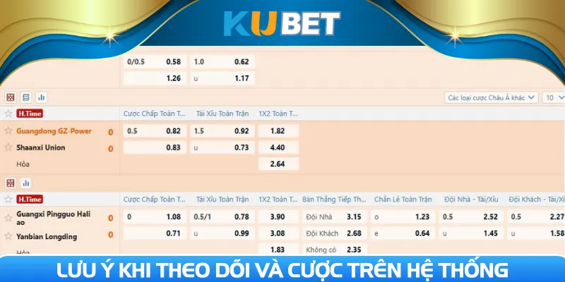 Lưu ý khi theo dõi và cược trên hệ thống